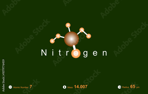Modern logo design for the word "Nitrogen" which belongs to atoms in the atomic periodic system.