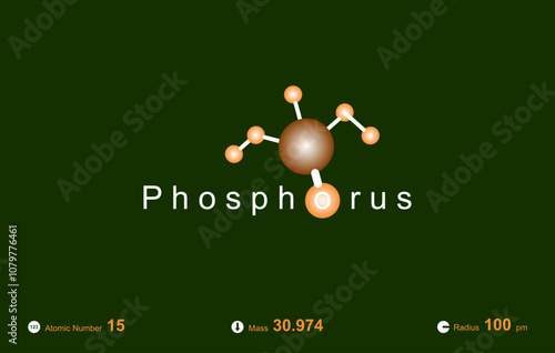 Modern logo design for the word "Phosphorus" which belongs to atoms in the atomic periodic system.