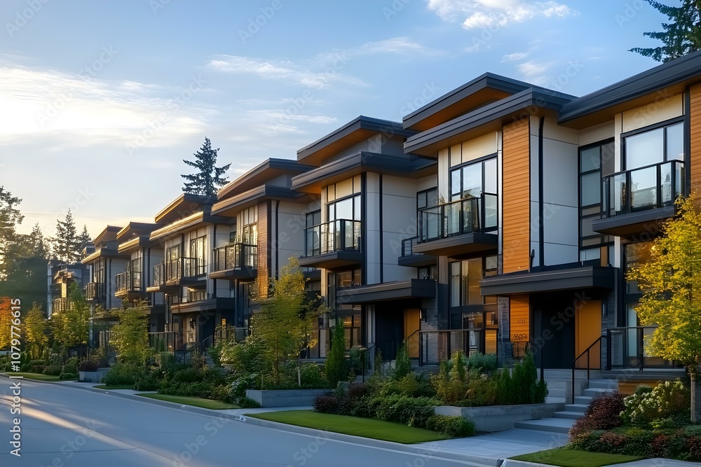 Modern Residential Townhouses Facade Modern Residential Townhouses Facade
