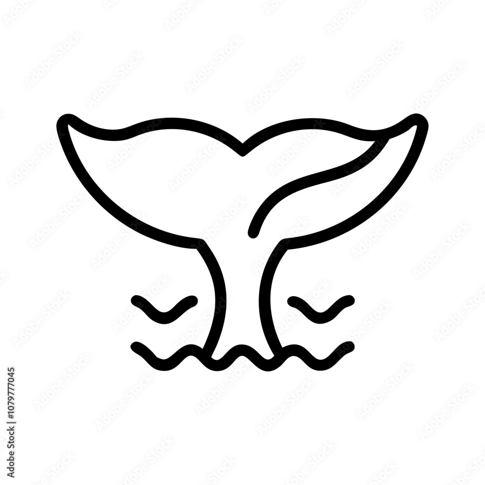 Stylized outline of a whale tail splashing in water, perfect for marine-themed designs and ocean conservation Stylized outline of a whale tail splashing in water, perfect for marine-themed designs and ocean conservation