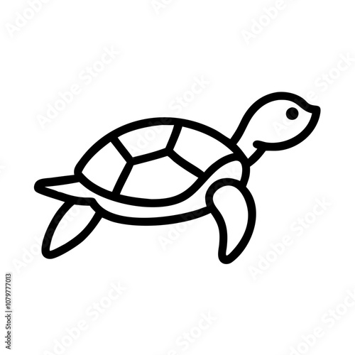 Outline illustration of a sea turtle swimming, ideal for marine life designs and conservation themes photo