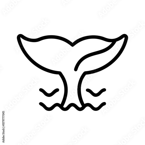 Stylized outline of a whale tail splashing in water, perfect for marine-themed designs and ocean conservation photo