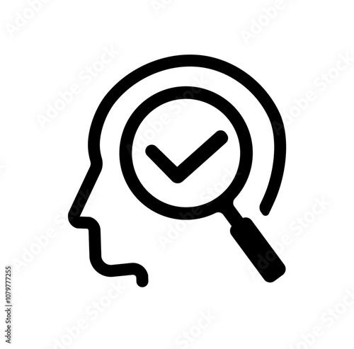 Human head and magnifying glass icon illustration