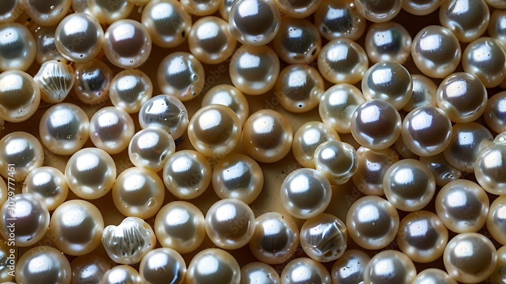 Random scattered large and small white pearls, arranged to form a delicate, airy pattern Random scattered large and small white pearls, arranged to form a delicate, airy pattern