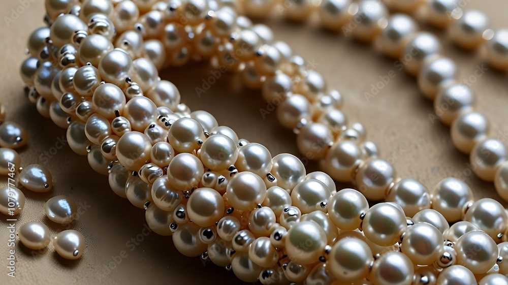 Ring of large and small pearls, forming a layered circle with no background, suitable for pattern design Ring of large and small pearls, forming a layered circle with no background, suitable for pattern design