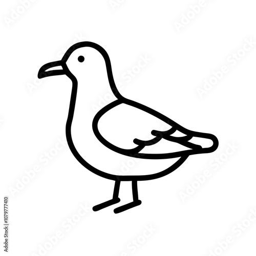 Outline illustration of a seagull, perfect for coastal and marine-themed designs photo