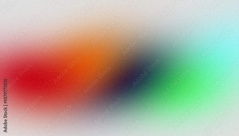 Fototapeta premium Retro pastel colors grainy gradient background. Abstract red orange green blue white color soft noisy gradient texture, vibrant color flow, glowing, shine, bright, backdrop