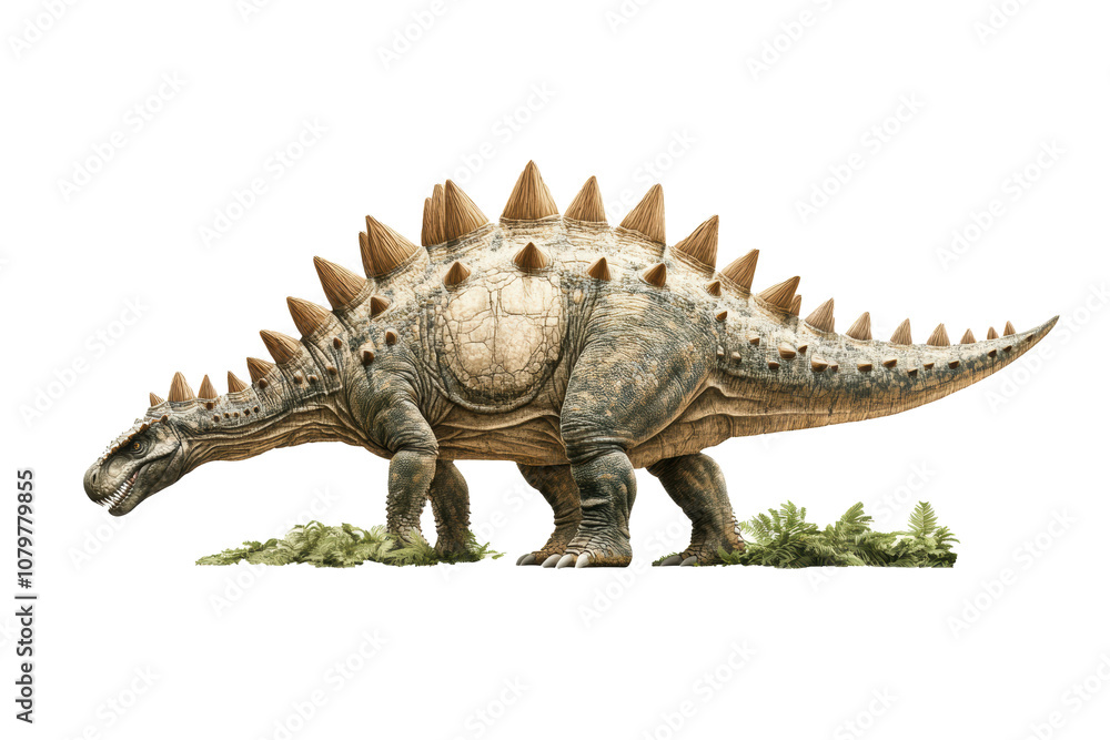 A Stegosaurus grazing on plants A Stegosaurus grazing on plants