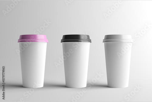 blank white paper plastic coffee cup mockup