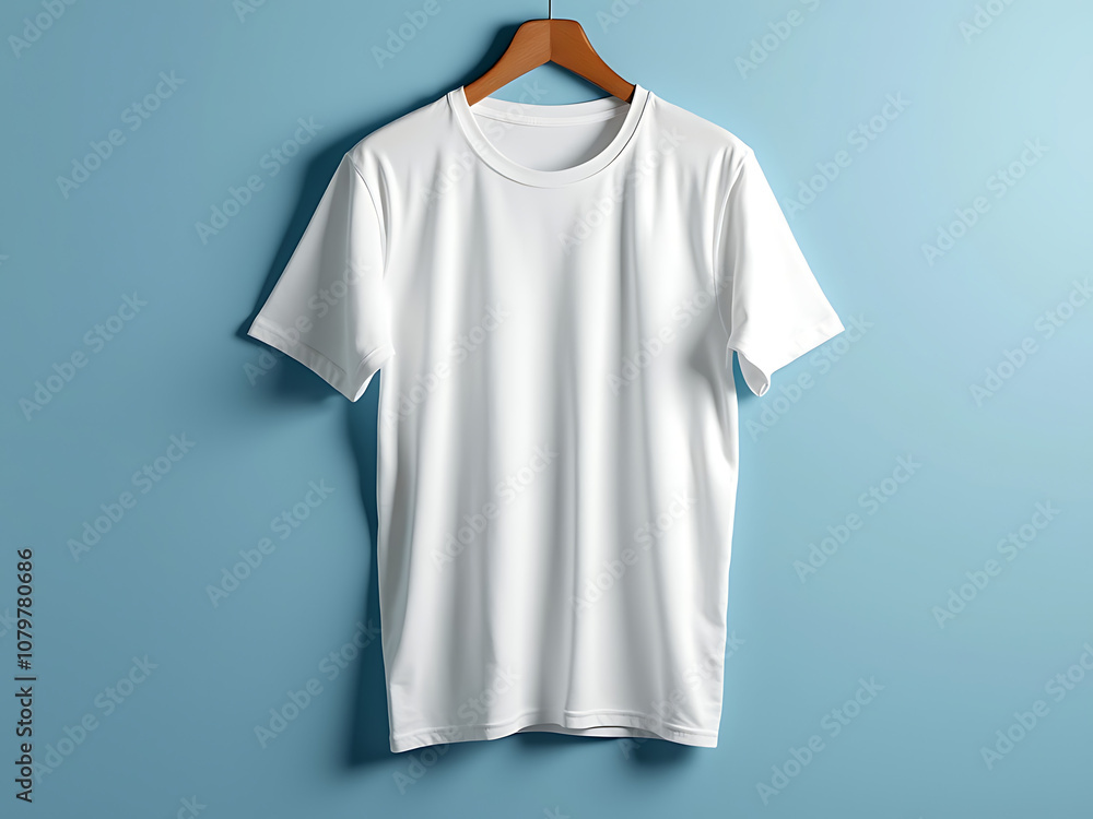 White T-Shirt Mockup Isolated on Blue Background – High-Quality Apparel Template for Designer White T-Shirt Mockup Isolated on Blue Background – High-Quality Apparel Template for Designer
