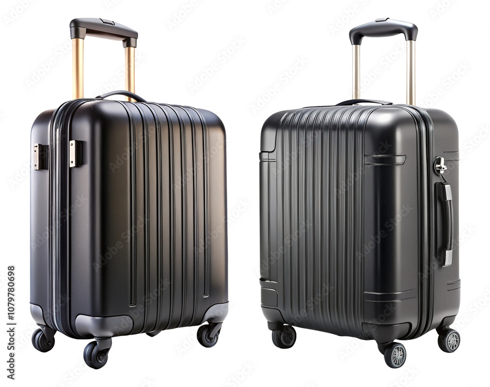 Black suitcase isolated on transparent background. Black suitcase isolated on transparent background.