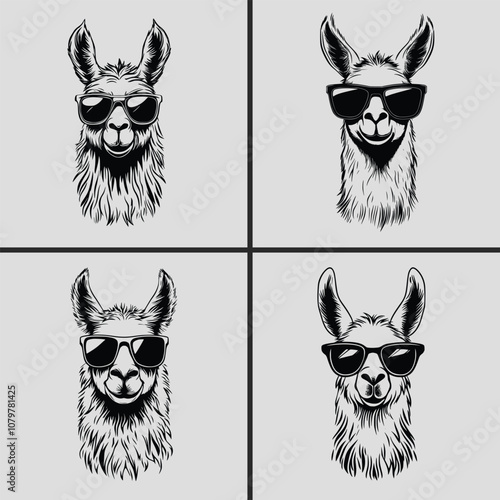 Llama with Sunglasses Svg, Alpaca Head Svg, Llama Vector Svg, Llama Silhouette Vector, Llama Head Vector Svg, Llama Face Svg, Funny Alpaca Head Svg, Animal Svg, Apaca Head Bundle, Llama Head Bundle