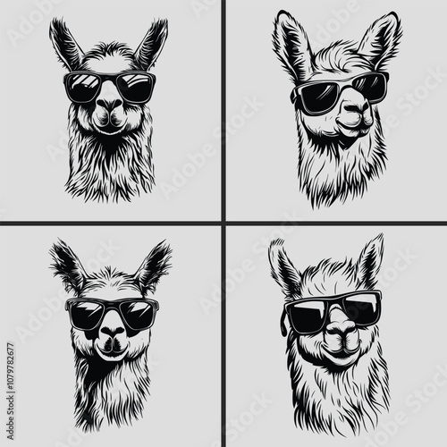 Llama with Sunglasses Svg, Alpaca Head Svg, Llama Vector Svg, Llama Silhouette Vector, Llama Head Vector Svg, Llama Face Svg, Funny Alpaca Head Svg, Animal Svg, Apaca Head Bundle, Llama Head Bundle