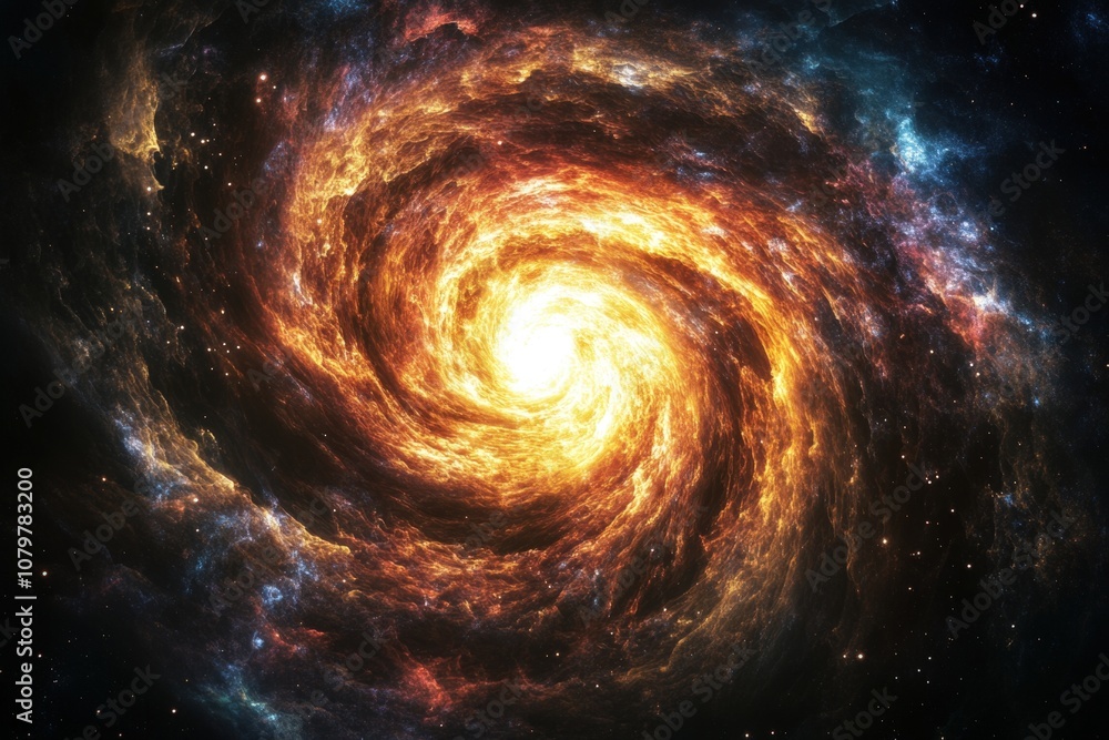 Swirling cosmic vortex of fiery energy and light Swirling cosmic vortex of fiery energy and light
