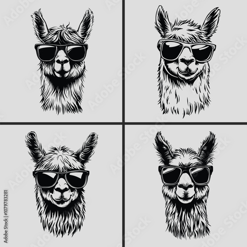 Llama with Sunglasses Svg, Alpaca Head Svg, Llama Vector Svg, Llama Silhouette Vector, Llama Head Vector Svg, Llama Face Svg, Funny Alpaca Head Svg, Animal Svg, Apaca Head Bundle, Llama Head Bundle