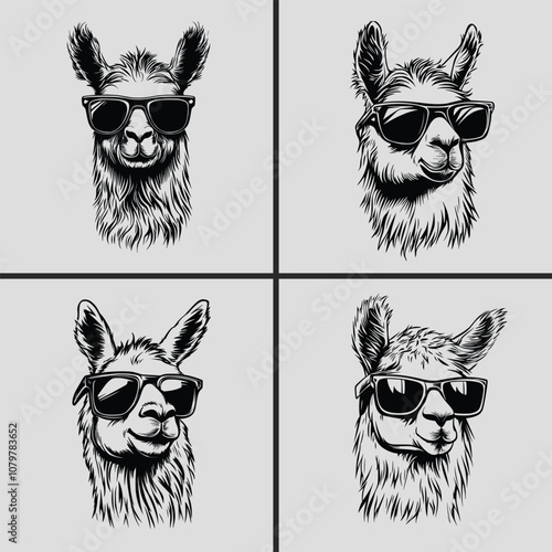 Llama with Sunglasses Svg, Alpaca Head Svg, Llama Vector Svg, Llama Silhouette Vector, Llama Head Vector Svg, Llama Face Svg, Funny Alpaca Head Svg, Animal Svg, Apaca Head Bundle, Llama Head Bundle