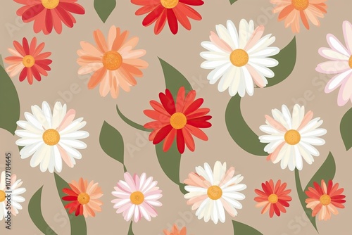 Vibrant Daisy Flowers with Whimsical Petals on Gentle Background for Graphic Design Projects