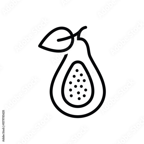 Black line icon for guava