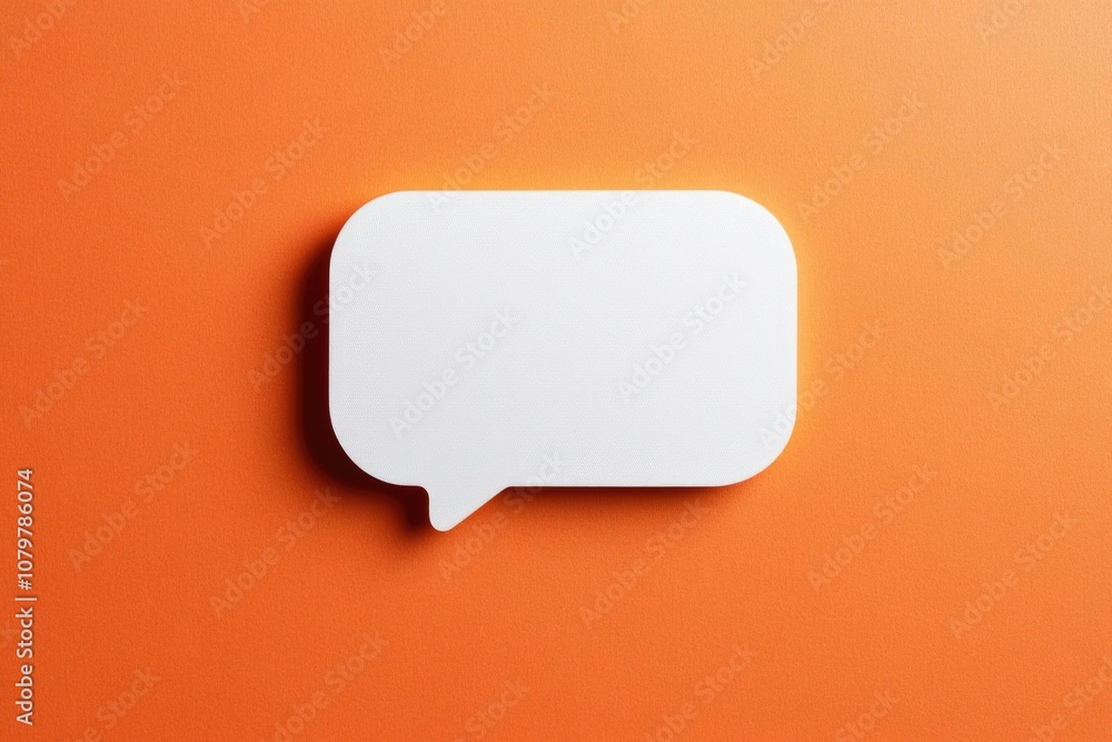White speech bubble on orange background White speech bubble on orange background