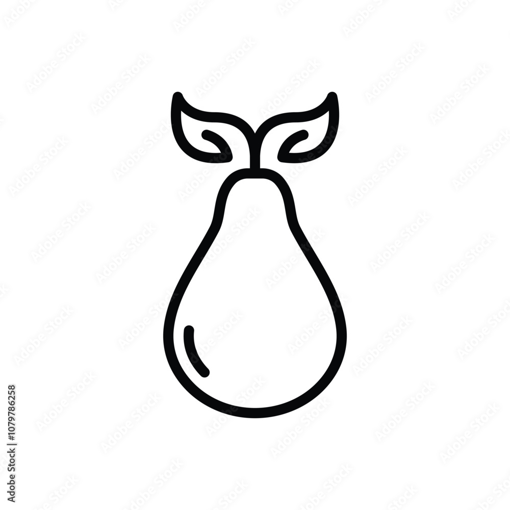 Black line icon for pear Black line icon for pear