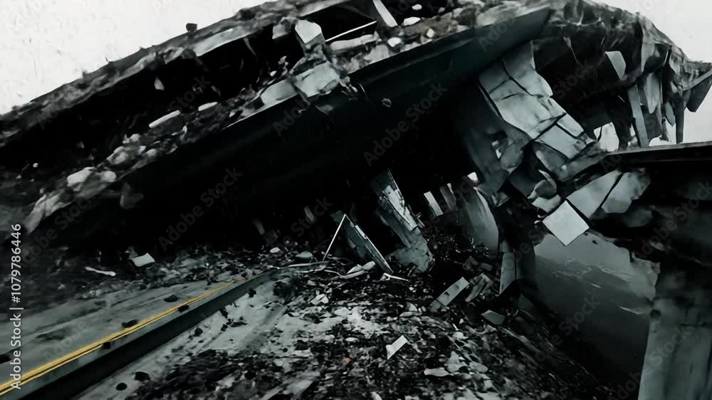 The Aftermath: A somber, post-apocalyptic scene of a train wreck, with charred metal and debris strewn across the landscape, evokes feelings of destruction and loss. The Aftermath: A somber, post-apocalyptic scene of a train wreck, with charred metal and debris strewn across the landscape, evokes feelings of destruction and loss.