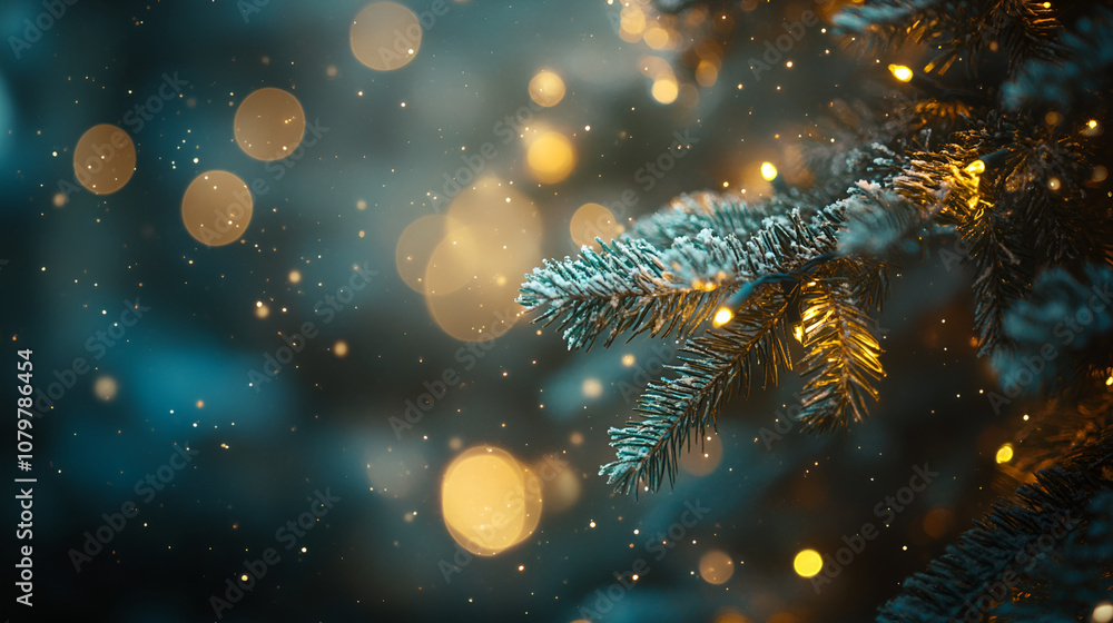Real photography, indoor composition, large aperture, shallow depth of field, medium shot, softly blurred Christmas tree adorned with light decorations and light spots, clean and tidy image, blank des Real photography, indoor composition, large aperture, shallow depth of field, medium shot, softly blurred Christmas tree adorned with light decorations and light spots, clean and tidy image, blank des