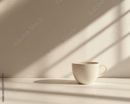 mockup visual preview mockup visual preview Minimalist cup with soft shadows on surface.