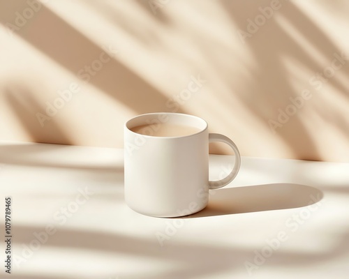 mockup visual preview mockup visual preview Minimalistic white mug with soft shadows.