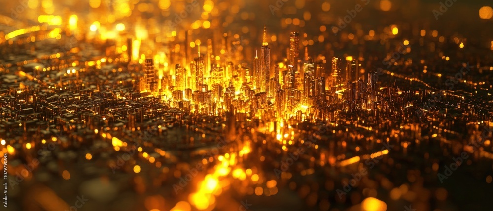 Glittering cityscape at night with towering skyscrapers and vibrant lights Glittering cityscape at night with towering skyscrapers and vibrant lights