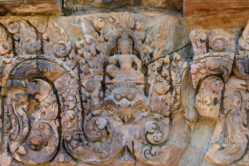 Bas-relief Sculpture at Banteay Srei temple Siem Reap, Cambodia. Bas-relief Sculpture at Banteay Srei temple Siem Reap, Cambodia.