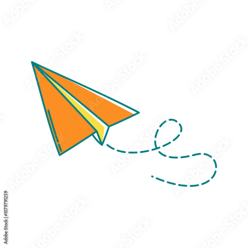 Paper Plane Icon Illustration with bright colour palette in doodle style Ideal for Vacation, hobby and leasure themed designs.