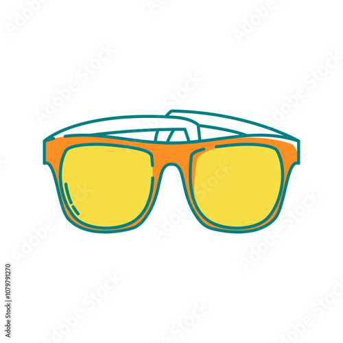 Sunglasses Icon Illustration with bright colour palette in doodle style Ideal for Vacation, hobby and leasure themed designs.