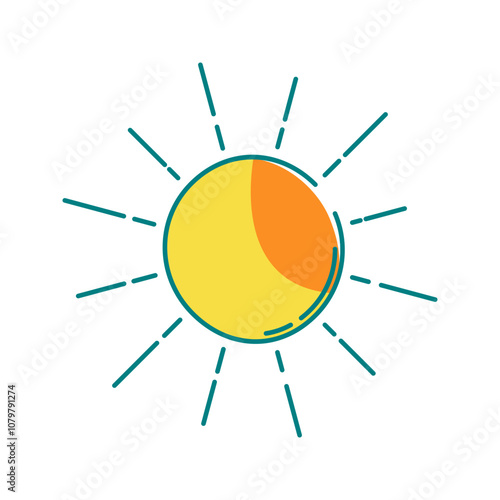 Sun Icon Illustration with bright colour palette in doodle style Ideal for Vacation, hobby and leasure themed designs.