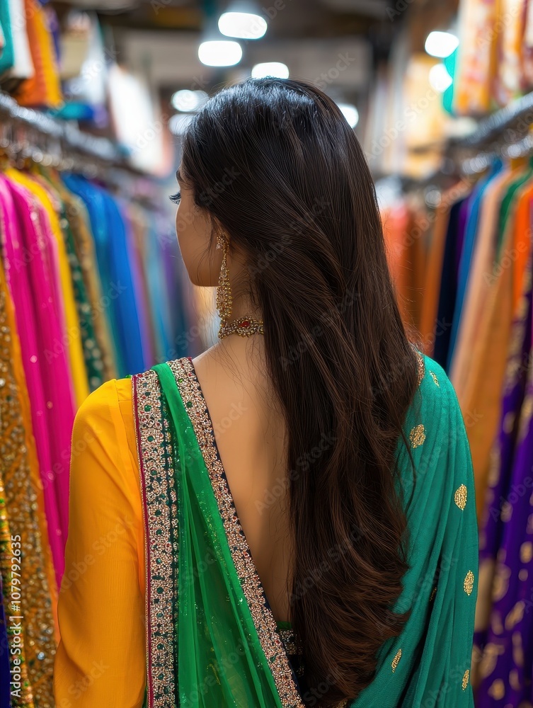 Cultural celebration fashion showcase vibrant market portrait photography colorful environment back view traditional attire Cultural celebration fashion showcase vibrant market portrait photography colorful environment back view traditional attire