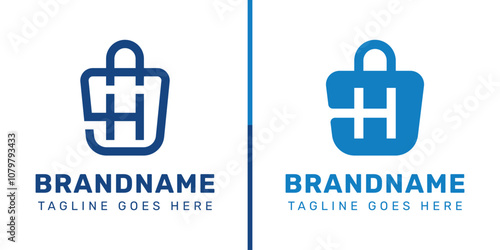 Letter H Shopping Bag Logo Set, symbolizing convenience, style, and retail