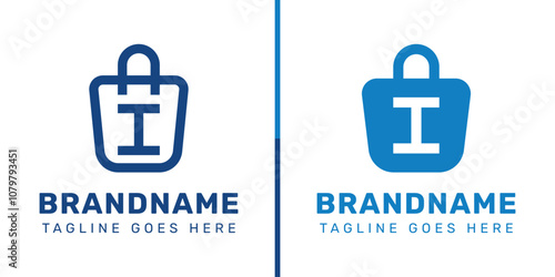 Letter I Shopping Bag Logo Set, symbolizing convenience, style, and retail