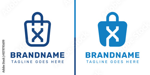 Letter X Shopping Bag Logo Set, symbolizing convenience, style, and retail