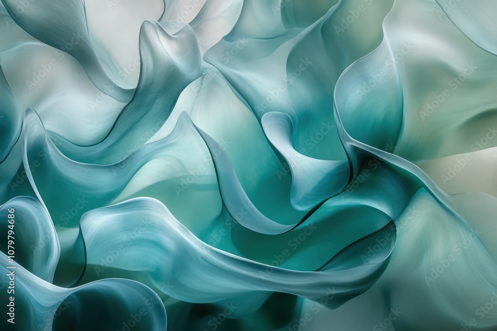 Flowing turquoise fabric creates a serene and abstract pattern Flowing turquoise fabric creates a serene and abstract pattern
