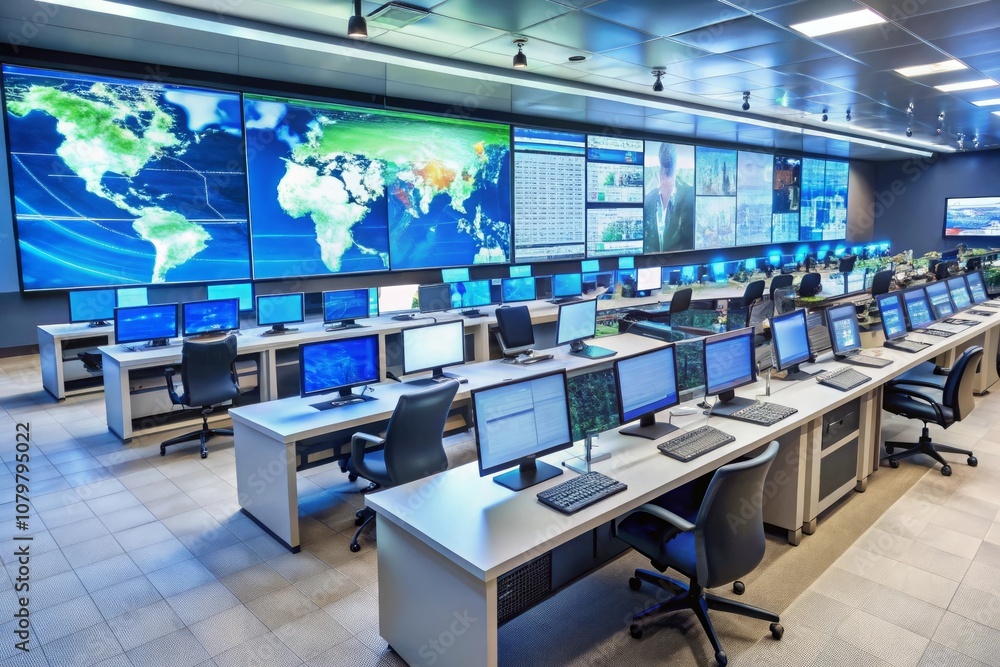 A computer lab with a computer screen that says desktop A computer lab with a computer screen that says desktop