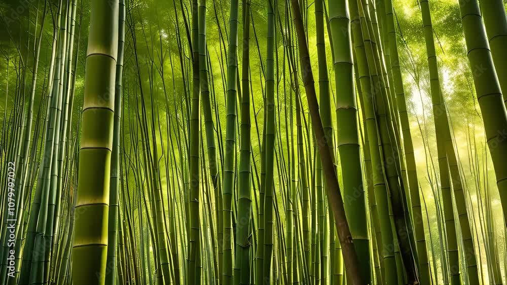 Bamboo Forest: Tall Green Stalks Reach Upward in a Tranquil Grove Bamboo Forest: Tall Green Stalks Reach Upward in a Tranquil Grove