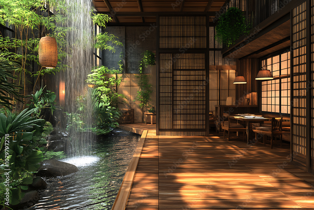 Tranquil Japanese Garden Interior Tranquil Japanese Garden Interior