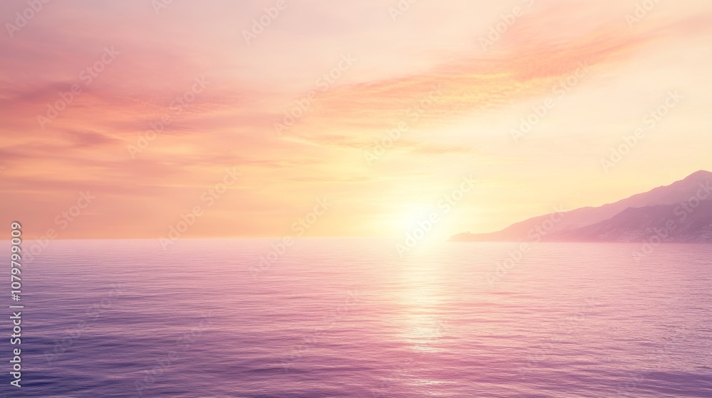 Obraz premium Tranquil Sunset Seascape Illustration for Lifestyle Brands