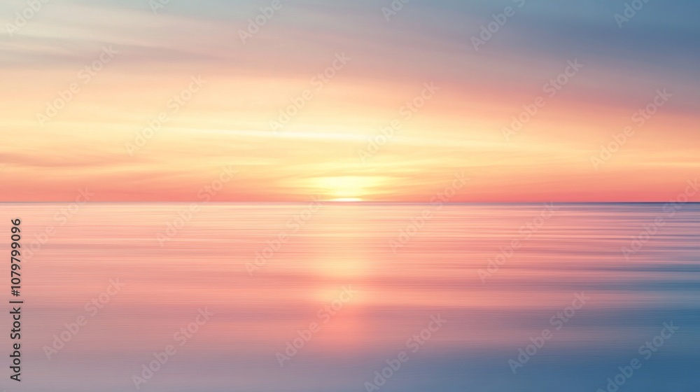 Serene Sunset: Tranquil Evening Sky over Coastline Serene Sunset: Tranquil Evening Sky over Coastline