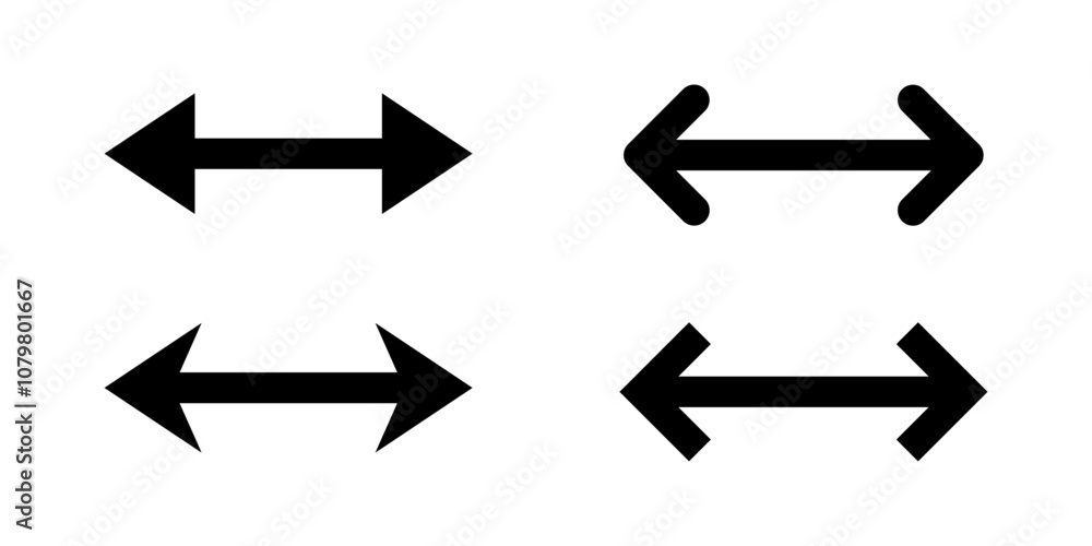 Double arrow icon set in generic design. Two way side sign symbol Double arrow icon set in generic design. Two way side sign symbol