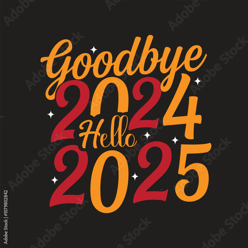 Happy new year 2025 calligraphy t shirt design