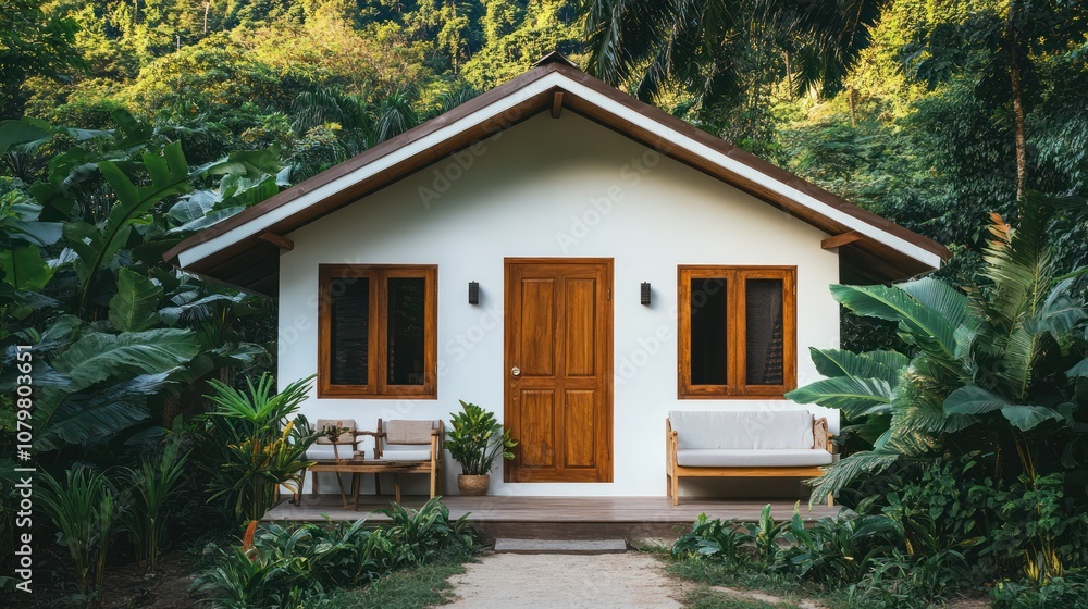 custom made wallpaper toronto digitalA small white bungalow with wooden door