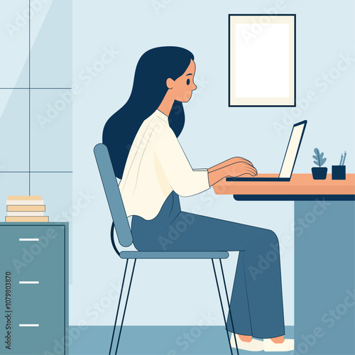 Woman Freelancer working from home on a laptop