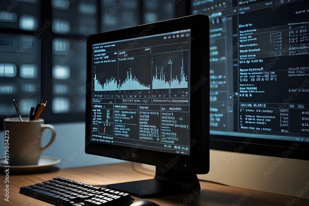 A modern computer monitor displaying dynamic programming and application development is an example of innovative software engineering. A modern computer monitor displaying dynamic programming and application development is an example of innovative software engineering.