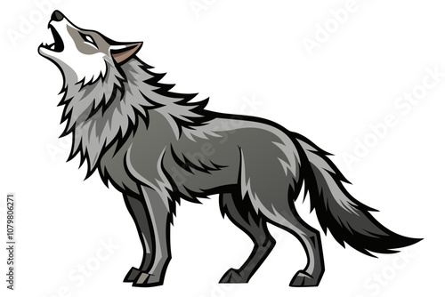 Wolf Howling | isolated vector illustration on white background photo