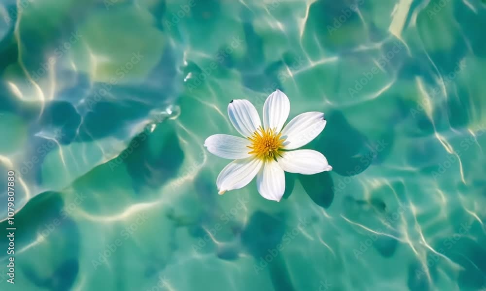 Floating Tranquility: A Delicate Bloom on Teal Waters Floating Tranquility: A Delicate Bloom on Teal Waters